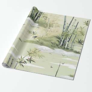 Papel De Regalo Patrón Botánico del Bosque de Bambú Zen (1)