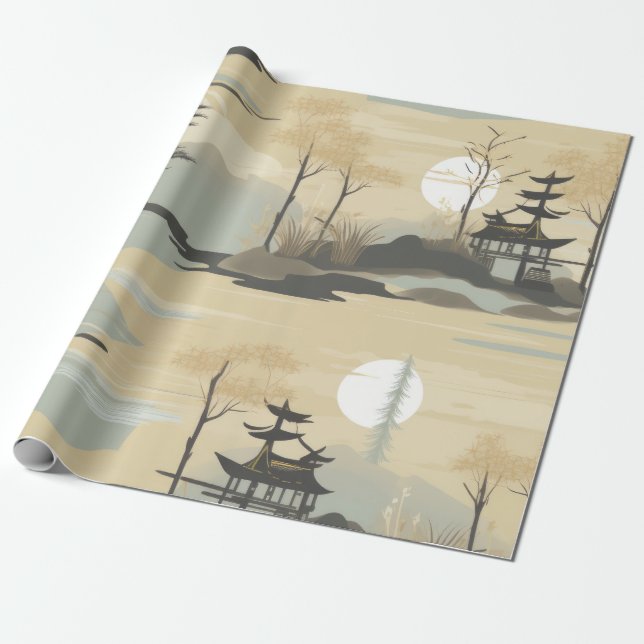 Papel De Regalo Patrón Botánico del Bosque de Bambú Zen (4) (Desenrollado)