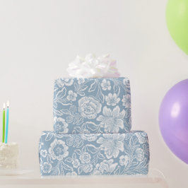 Papel De Regalo Patrón botánico floral blanco