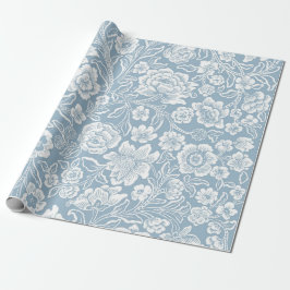 Papel De Regalo Patrón botánico floral blanco