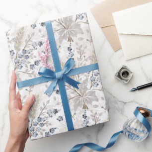 Papel De Regalo Patrón Botánico Floral Boho Neutral Suave