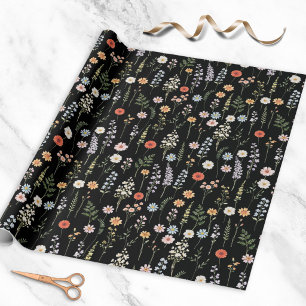 Papel De Regalo Patrón Botánico Floral de Flores Silvestres Acuare