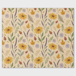 Papel De Regalo Patrón Botánico Floral de Otoño de Botica