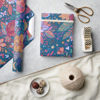 Papel De Regalo Patrón botánico floral oscuro con G vintage temper