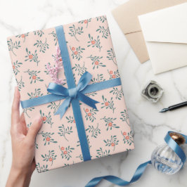 Papel De Regalo Patrón Botánico Floral Teñido de Verde Azul