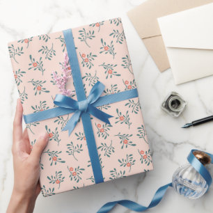 Papel De Regalo Patrón Botánico Floral Teñido de Verde Azul