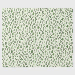 Papel De Regalo 🌿 Patrón Botánico Mínimo Sin Marea - Hoja Verde