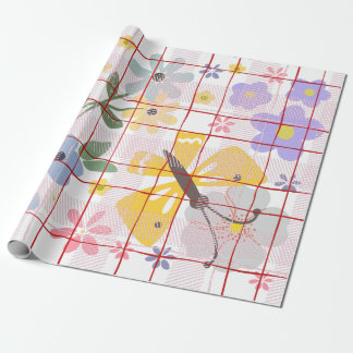 Papel De Regalo Patrón botánico moderno Cumpleaños rosa púrpura