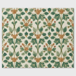 Papel De Regalo Patrón Botánico Navideño de Muérdago Antiguo