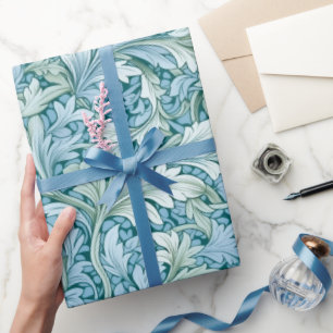 Papel De Regalo Patrón botánico retro azul