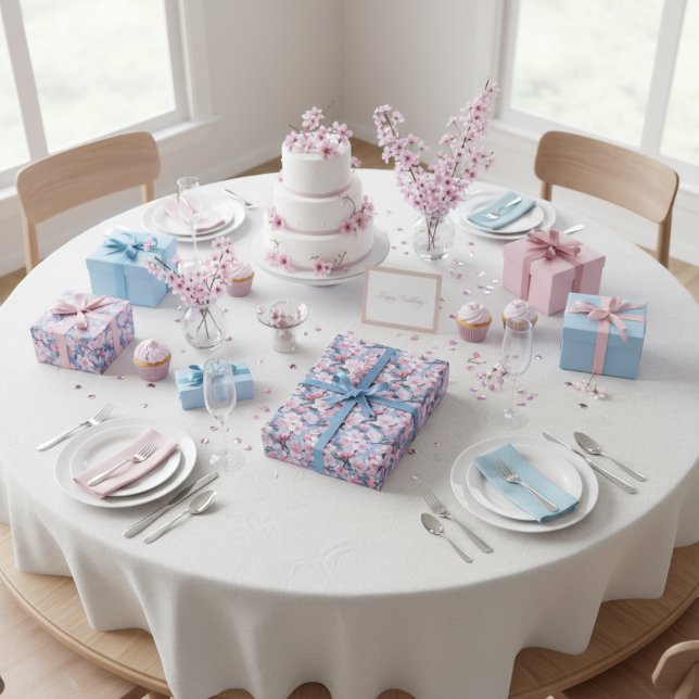 Papel De Regalo Patrón botánico Sakura Rosada Blossoms (Subido por el creador)