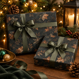 Papel De Regalo Patrón Botánico Sin Costuras de Hojas de Otoño Osc