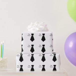 Papel De Regalo Patrón Bowtie Feliz Navidad Negro Blanco Trendy