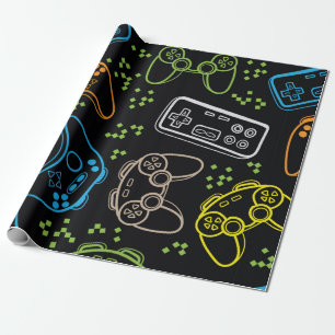 Papel De Regalo Patrón brillante sin inconveniente con joysticks.