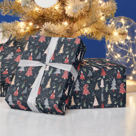 Papel De Regalo Patrón caprichoso de árbol de Navidad