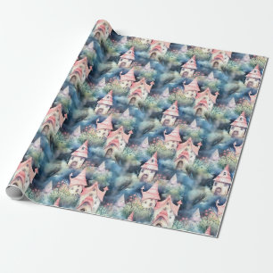 Papel De Regalo Patrón caprichoso de cabaña de hongos (8)