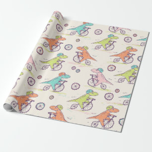 Papel De Regalo Patrón caprichoso de Carreras de dinosaurios