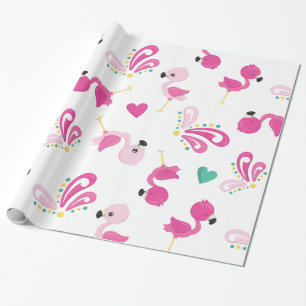 Papel De Regalo Patrón caprichoso de flamenco rosa