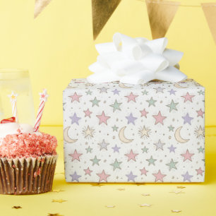 Papel De Regalo Patrón caprichoso de luna y estrellas
