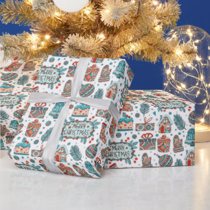 Papel De Regalo Patrón caprichoso de Navidad con garabatos