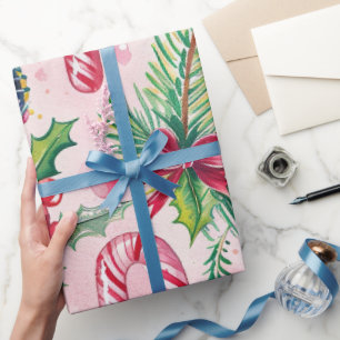Papel De Regalo Patrón caprichoso de Navidad rosa