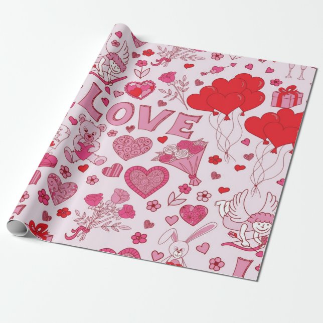 Papel De Regalo Patrón cardíaco (Desenrollado)