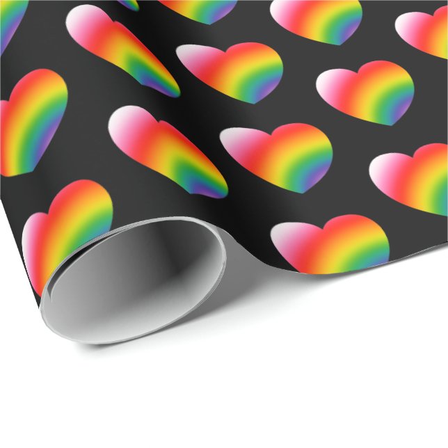 Papel De Regalo Patrón cardíaco de gradiente de orgullo arcoiris (Esquina del rollo)