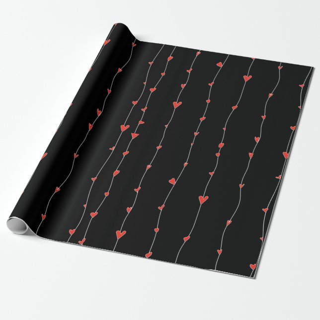 Papel De Regalo patrón cardiaco día de San Valentín (Desenrollado)