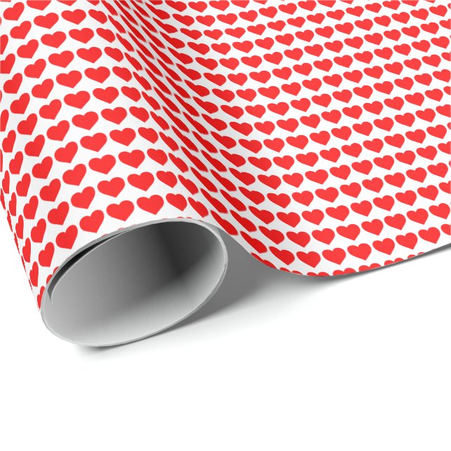 Papel De Regalo Patrón cardíaco rojo valentino (Esquina del rollo)