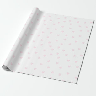 Papel De Regalo Patrón cardíaco rosa claro sobre blanco