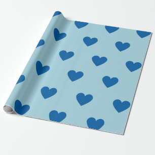Papel De Regalo Patrón cardíaco simple de corte azul
