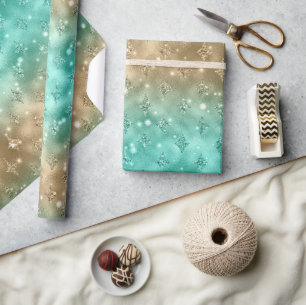 Papel De Regalo Patrón Celestial de Brillo con Degradado Verde y D