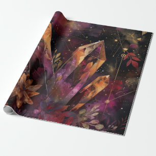 Papel De Regalo Patrón Celestial de Galaxia de Cristal de Amatista