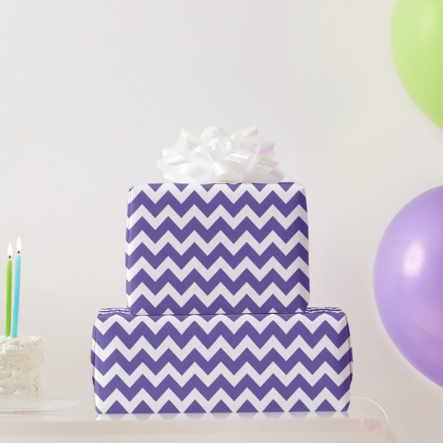 Papel De Regalo Patrón Chevron blanco púrpura ultravioleta (Regalos de fiesta)