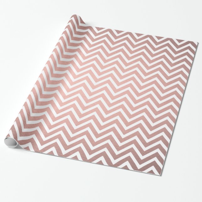 Papel De Regalo Patrón Chevron de Moda rosada metálica Rosa (Desenrollado)