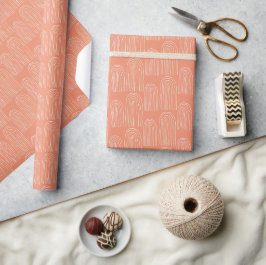 Papel De Regalo Patrón Chic Naranja Mediados de Siglo Arcoíris