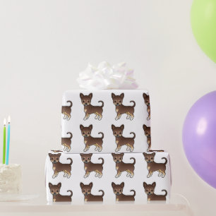 Papel De Regalo Patrón Chihuahua De Chocolate Y Tan Ligero