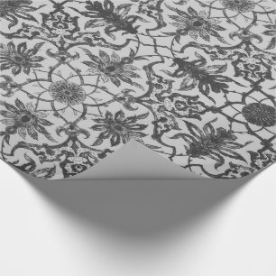 Papel De Regalo Patrón chino de Art Nouveau - Gris plateado