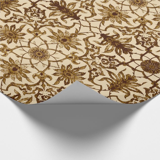 Papel De Regalo Patrón chino modernista - marrón y beige (Esquina)