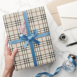 Papel De Regalo Patrón Clásico Acogedor de Cuadros Neutros