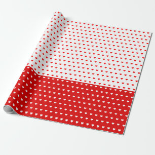 Papel De Regalo Patrón Clásico De Corazones De Amor Rojo Y Blanc