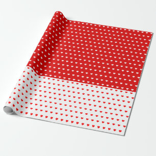 Papel De Regalo Patrón Clásico De Corazones De Amor Rojo Y Blanco