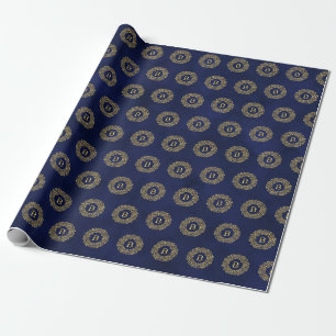 Papel De Regalo Patrón clásico de Damask dorado B inicial
