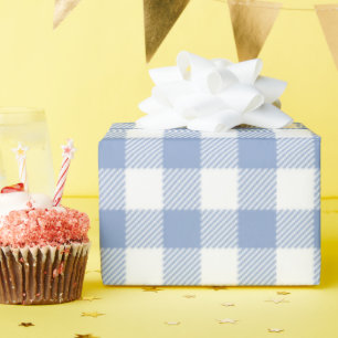 Papel De Regalo Patrón clásico de gingham azul claro con estampado