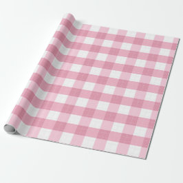 Papel De Regalo Patrón clásico de gingham rosa y blanco