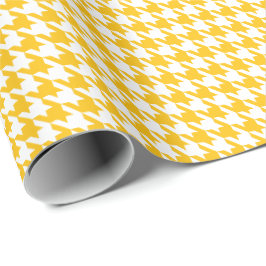 Papel De Regalo Patrón clásico de houndstooth amarillo y blanco