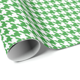 Papel De Regalo Patrón clásico de houndstooth verde y blanco