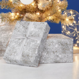 Papel De Regalo Patrón clásico de purpurina blanca perla