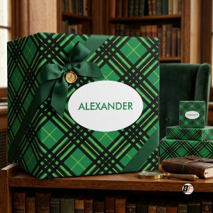 Papel De Regalo Patrón clásico de tartán a cuadros verdes