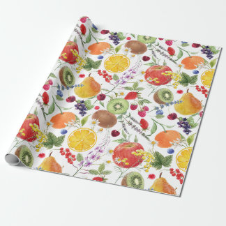 Papel De Regalo Patrón colorido de frutas y hierbas